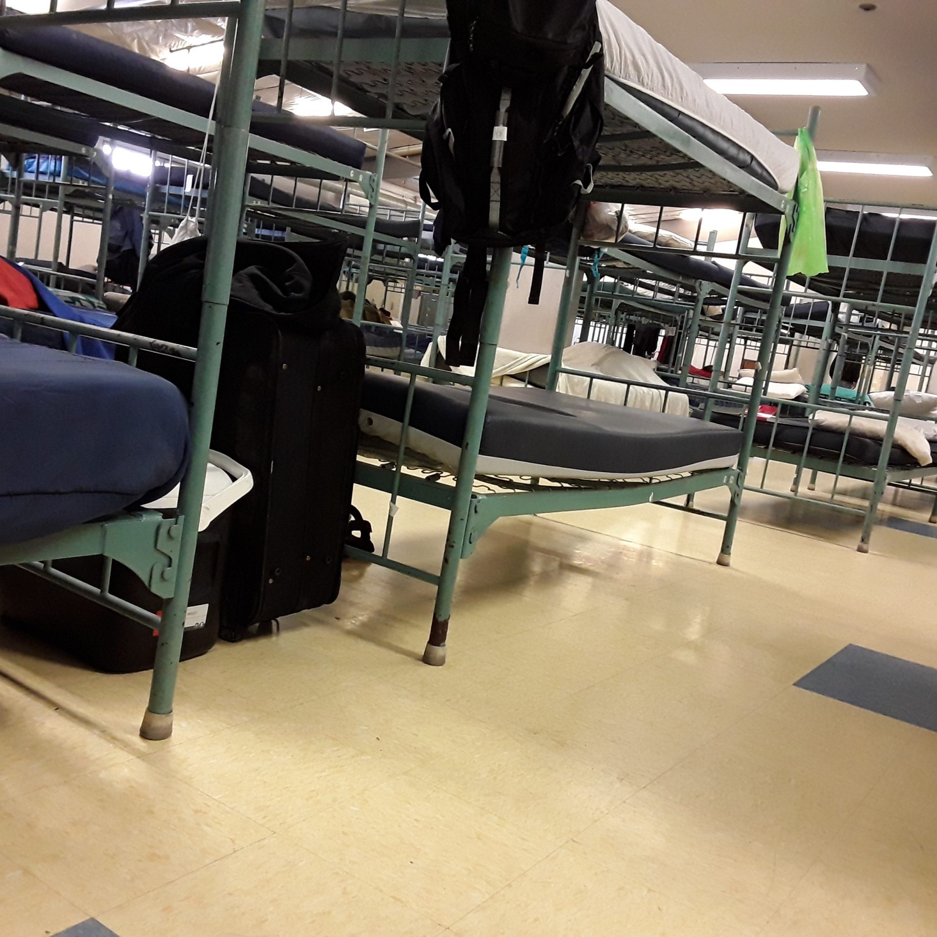 Bunks in a homeless shelter